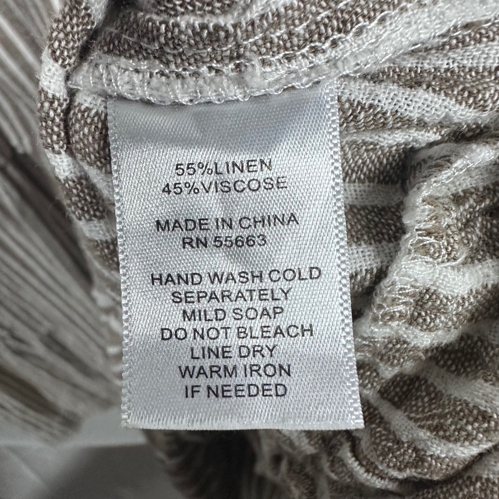 Cynthia Rowley Linen Blend Striped Tiered Midi Dress Taupe White Size L - Picture 4 of 8
